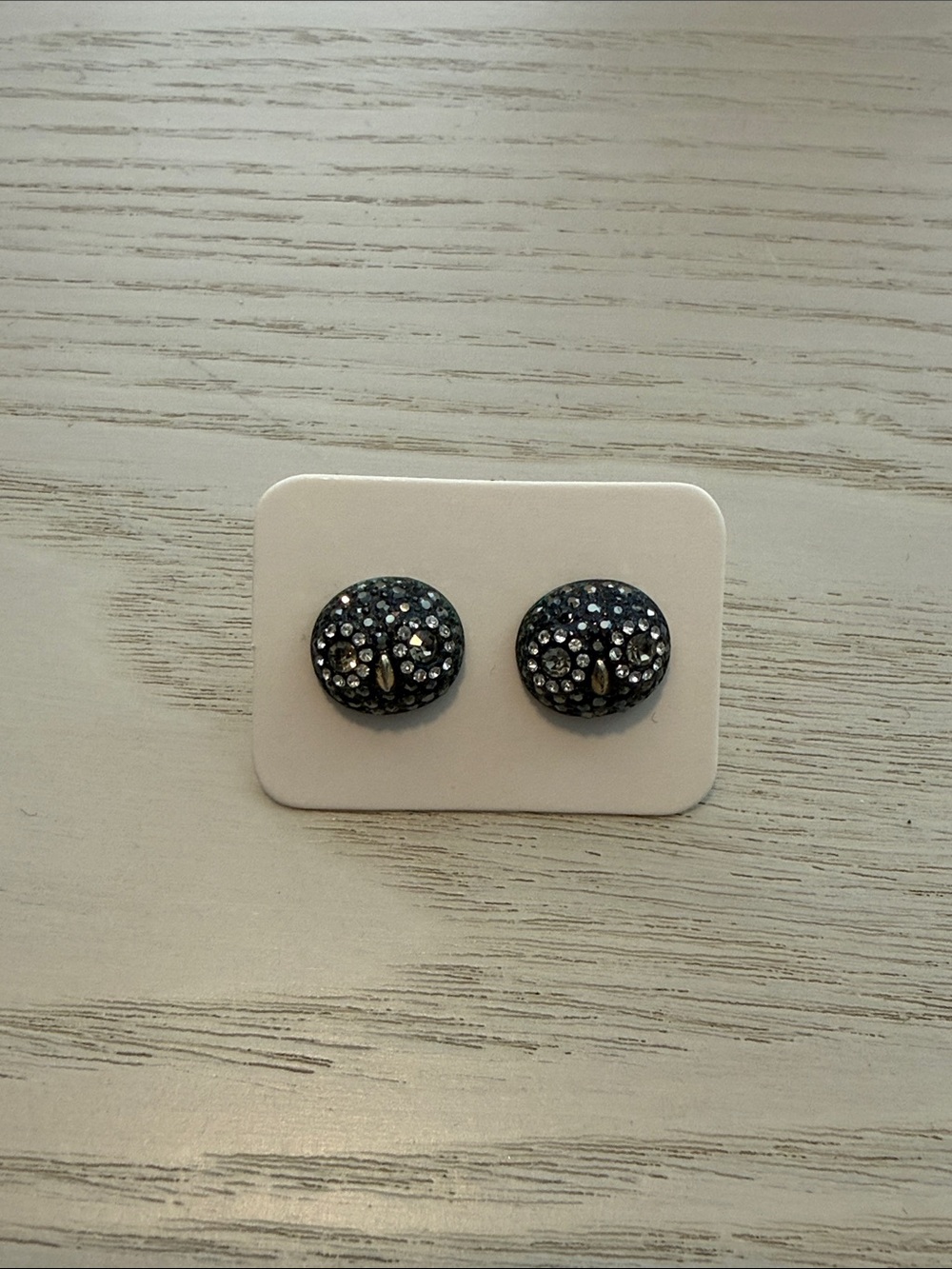 Fossil Black Crystal Owl Stud Earrings